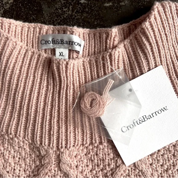 Croft & Barrow Women's Pink Sparkly Sweater NWT - Size XL - Picture 5 of 8